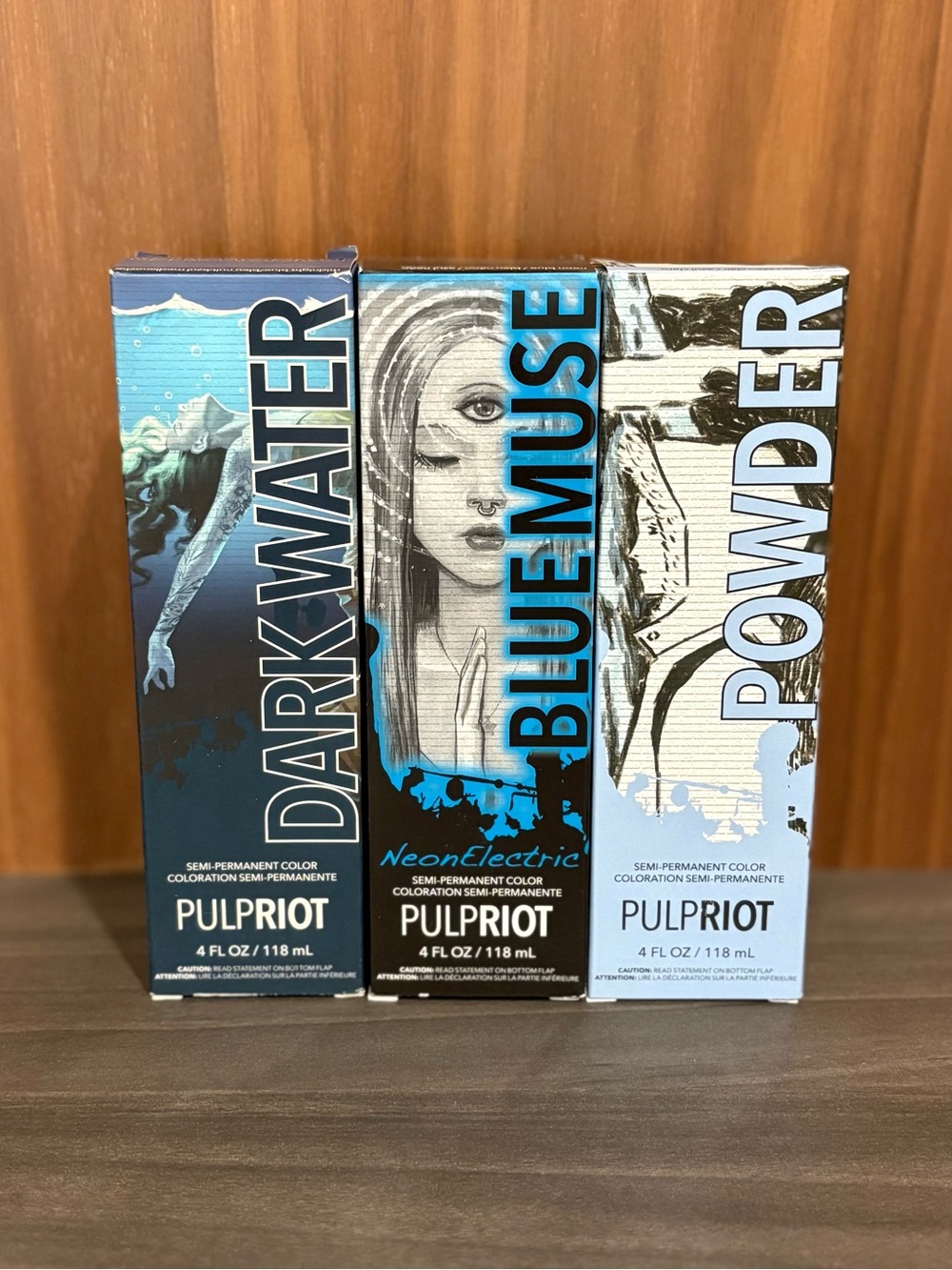 Pulp Riot Dark Water, Blue Muse, Powder BLUE Hair Colors
